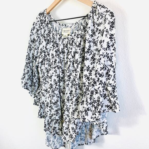 RALPH LAUREN DENIM & SUPPLY Ruffle Black Floral Blouse Top – Medium - Picture 3 of 9